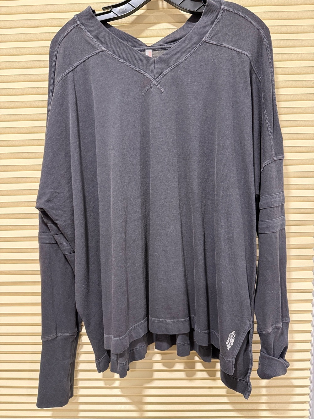 Free People Women’s Long-Sleeve V-Neck Shirt - Charcoal